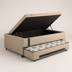 Bicama Solteiro Baú 3 em 1 0,88x1,88m Bege