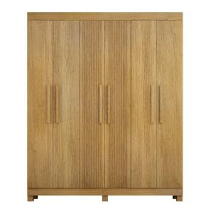 Guarda-Roupa Casal 6 Portas Coliseu Portas Frisadas 2 Gavetas 100% MDF 1,85m Cinamomo