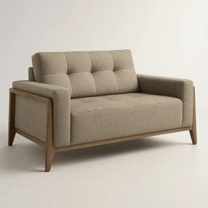 Sofá 2 Lugares Vicenza 1,38m Linho Bege Espuma D33 Molas S Almofadas Soltas