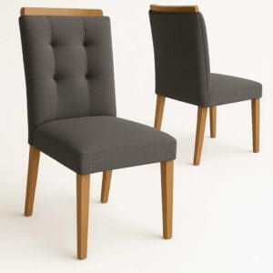 Kit 2 Cadeiras Porto Linho Cinza Estrutura MDF