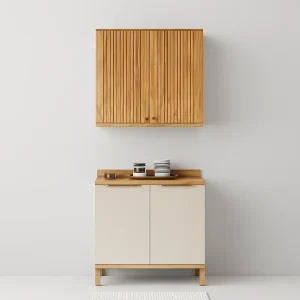 Cozinha Completa Pandora 2 Peças 80cm Amêndoa Off-White