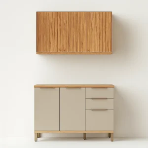 Cozinha Completa Pandora 2 Peças 1,20m Amêndoa Off-White