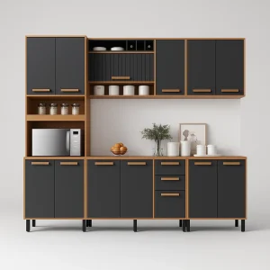 Cozinha Completa Júpiter 5 Peças 2,70m Cinamomo Grafite