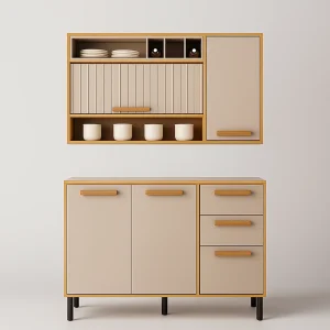 Cozinha Completa Júpiter 2 Peças 1,20m Cinamomo Off-White