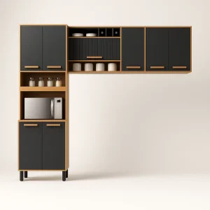 Cozinha Completa Júpiter 3 Peças 2,70m Cinamomo Grafite