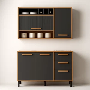 Cozinha Completa Júpiter 2 Peças 1,20m Cinamomo Grafite