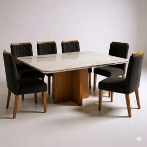 Mesa de Jantar Dallas 180x90cm com 6 Cadeiras Arizona