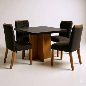 Mesa de Jantar Texas 90x90cm com 4 Cadeiras Arizona