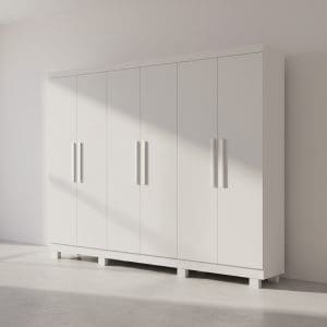 Guarda-Roupa Casal 6 Portas Sergipe 2 Gavetas 100% MDF 1,80m Branco