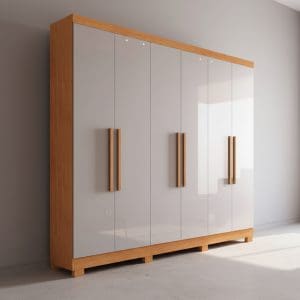 Guarda-Roupa Casal 6 Portas Sergipe 2 Gavetas 100% MDF 1,80m Nature Off-White
