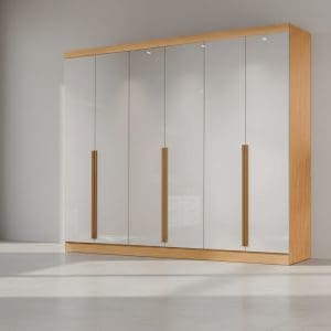 Guarda-Roupa Casal 6 Portas Alvorada 6 Gavetas 100% MDF 2,70m Nature Off-White