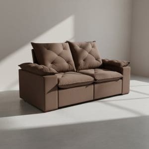 Sofá Retrátil e Reclinável Grécia 2,00m 2 Lugares Espuma D26 Veludo Marrom