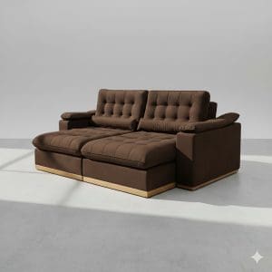 Sofá Retrátil e Reclinável Coliseu 2,50m 3 Lugares Molas Ensacadas Espuma Soft28 Veludo Marrom